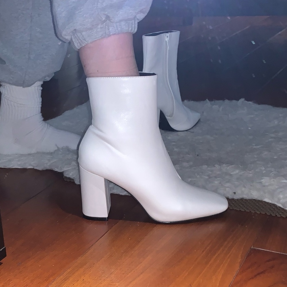 White square toe booties